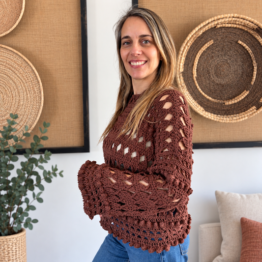 Curso Digital  Sweater Spring - Aprende a tejer un sweater a crochet (PDF + videos)