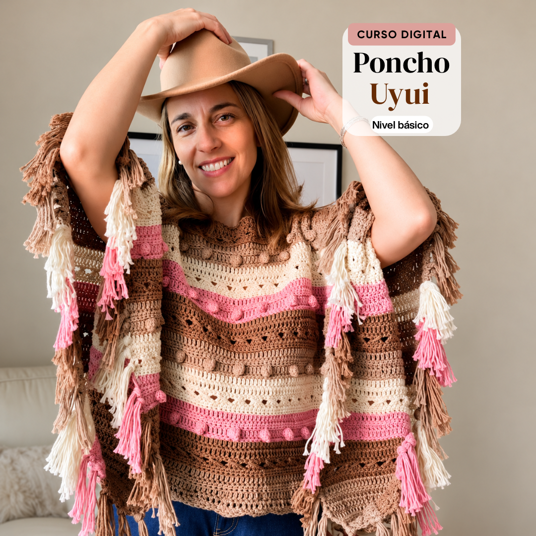 Curso Digital Poncho Uyui - Aprende a tejer un poncho a crochet (PDF + videos)