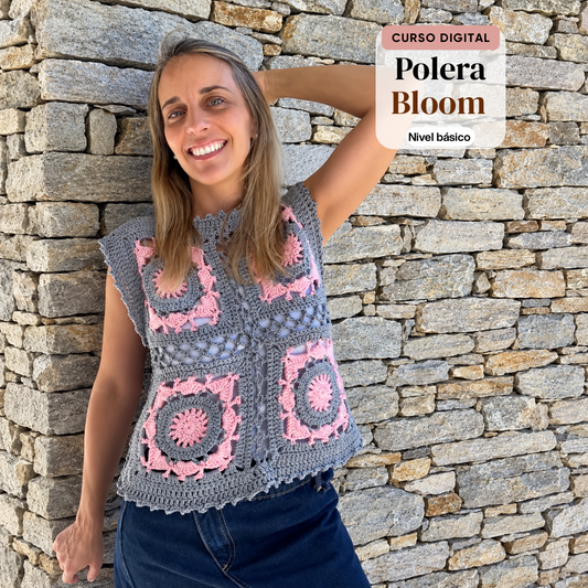 Curso Digital Polera Bloom - Aprende a tejer una polera a crochet (PDF + videos)