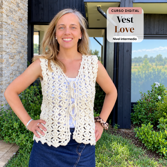 Curso Digital Vest Love - Aprende a tejer un vest a crochet (PDF + videos)
