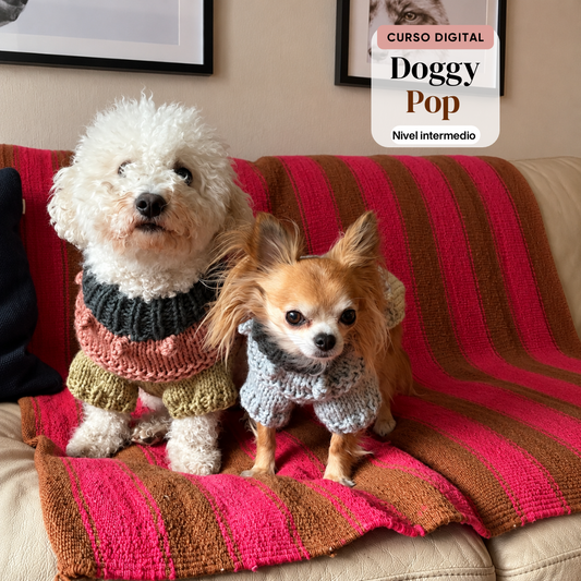 Curso Digital Doggy Pop Sweater - Aprende a tejer un sweater a palillos (PDF + videos)