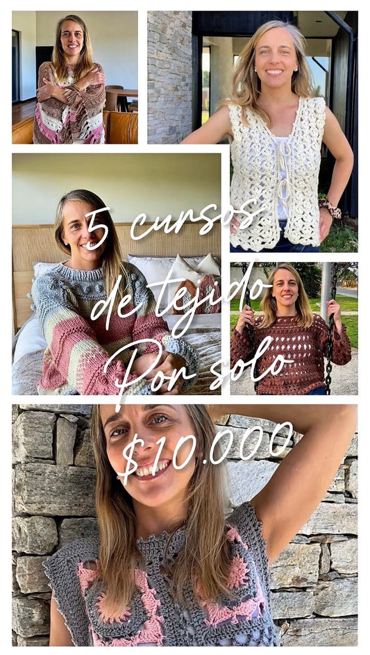 Pack de iniciación al tejido - 5 cursos por CLP $10.000 - Crochet y palillos